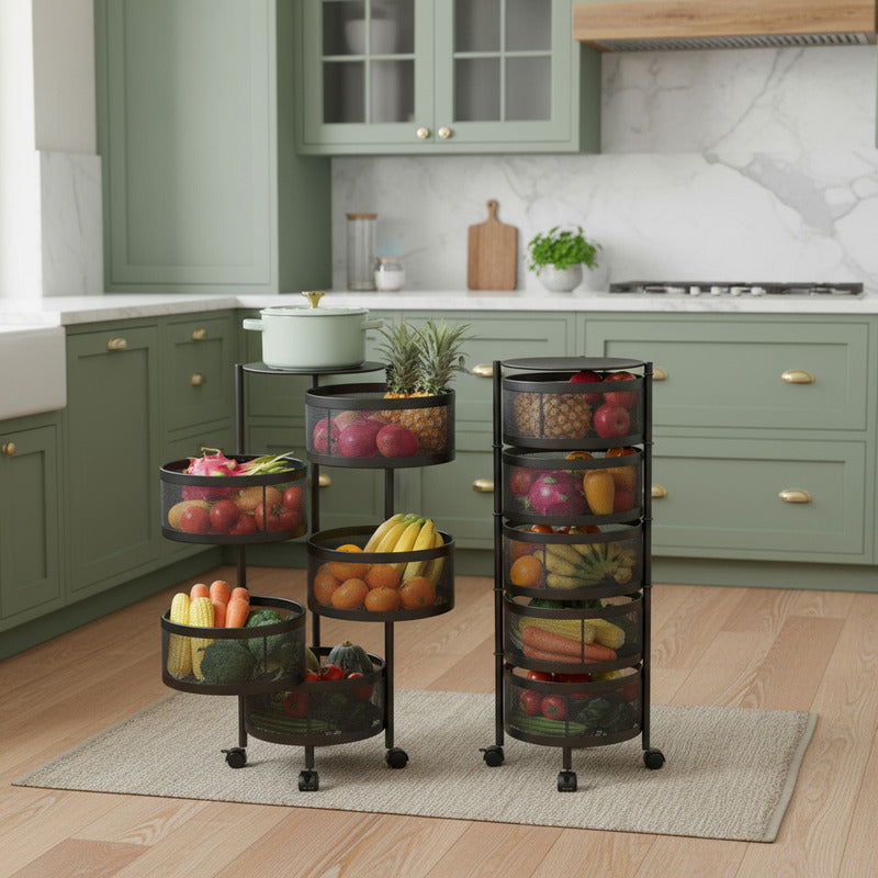 Carro Organizador 5 Estantes Con Ruedas Canastos Cocina Baño