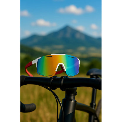Lentes De Ciclismo Deporte Polarizados Protección Uv Unisex  Tornasolado Blanco Y Rojo