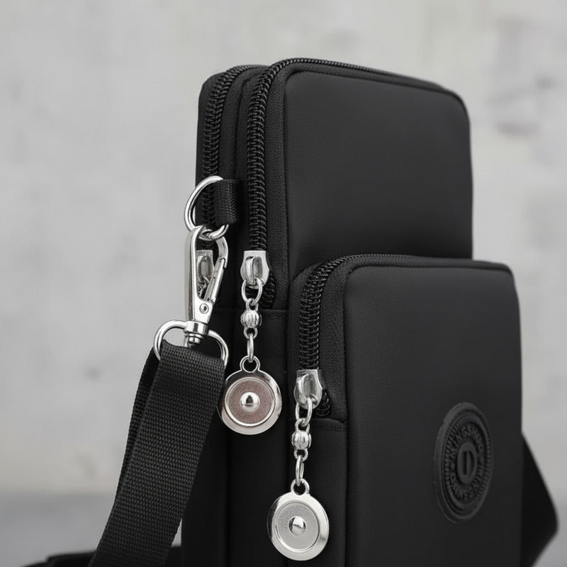 Morral Bandolera Unisex Pequeña Para Celular Varios Colores Negro