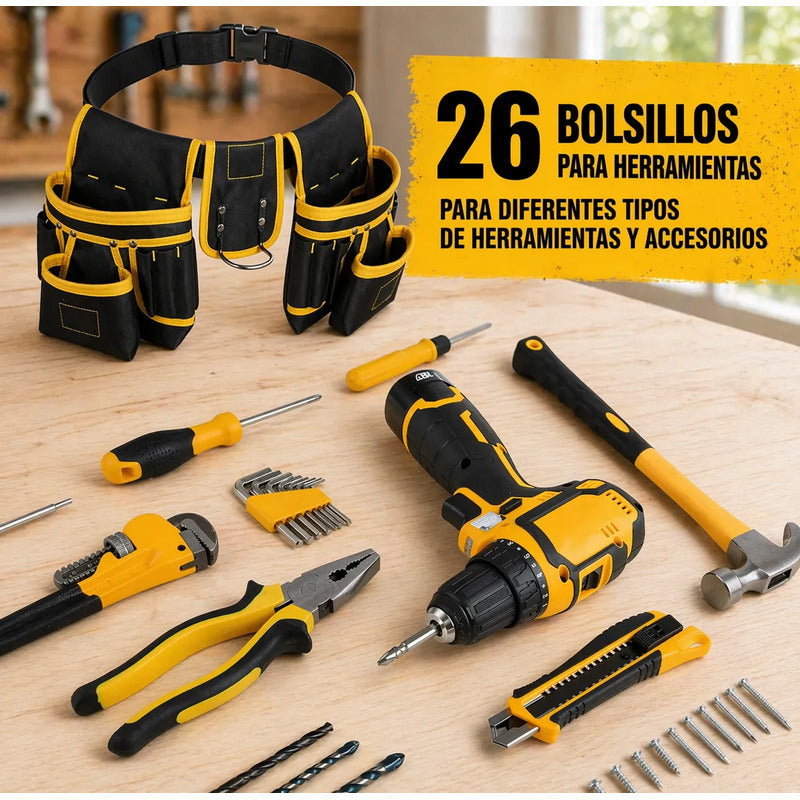 Cinturón De Herramientas Resistente Divisiones De Lona Negro Negro