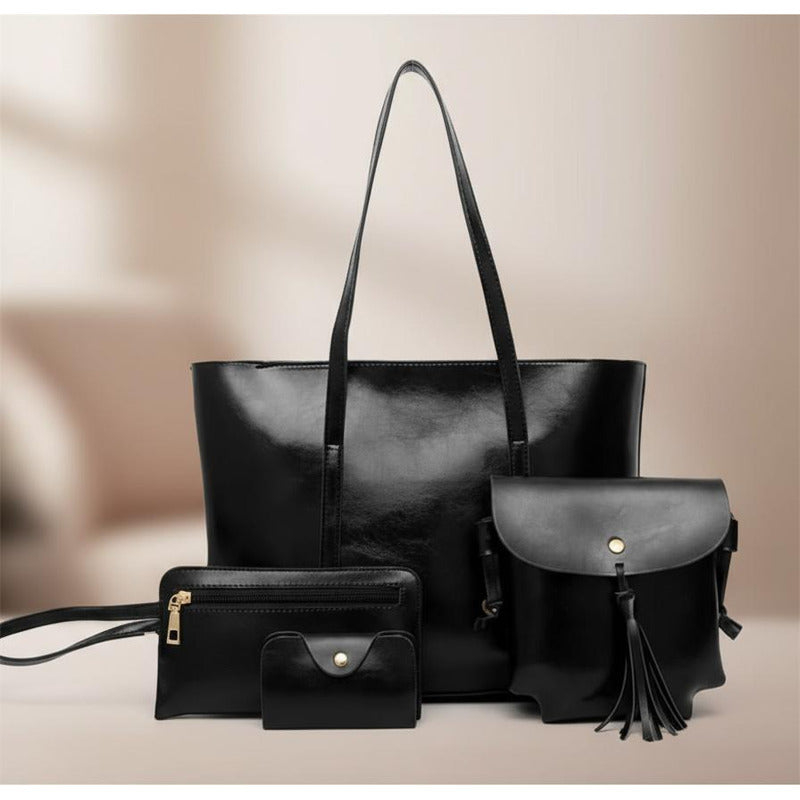 Set De Cartera X4 Bolso Monedero Billetera Eco Cuero Dama 1