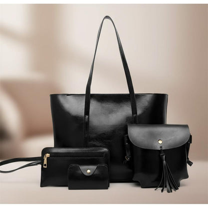 Set De Cartera X4 Bolso Monedero Billetera Eco Cuero Dama 1