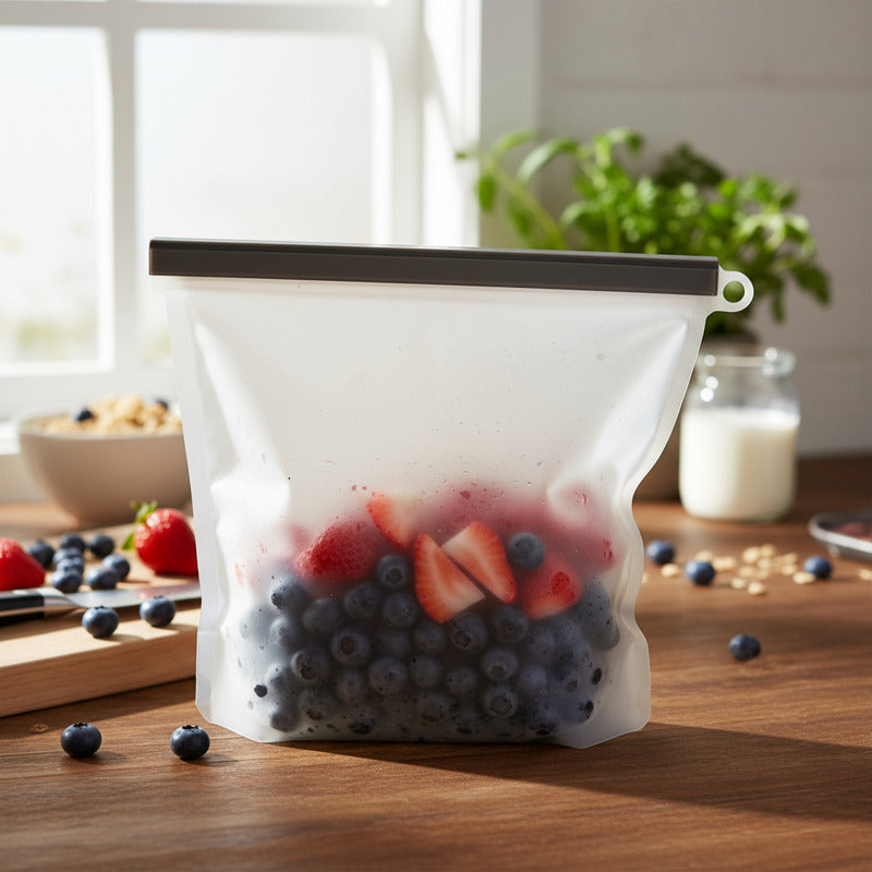 Bolsas De Silicona X2 Conserva Alimentos Reutilizable 1000ml