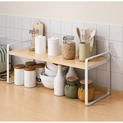 Estante Organizador De Cocina Resistente Para El Hogar Blanco Y Madera