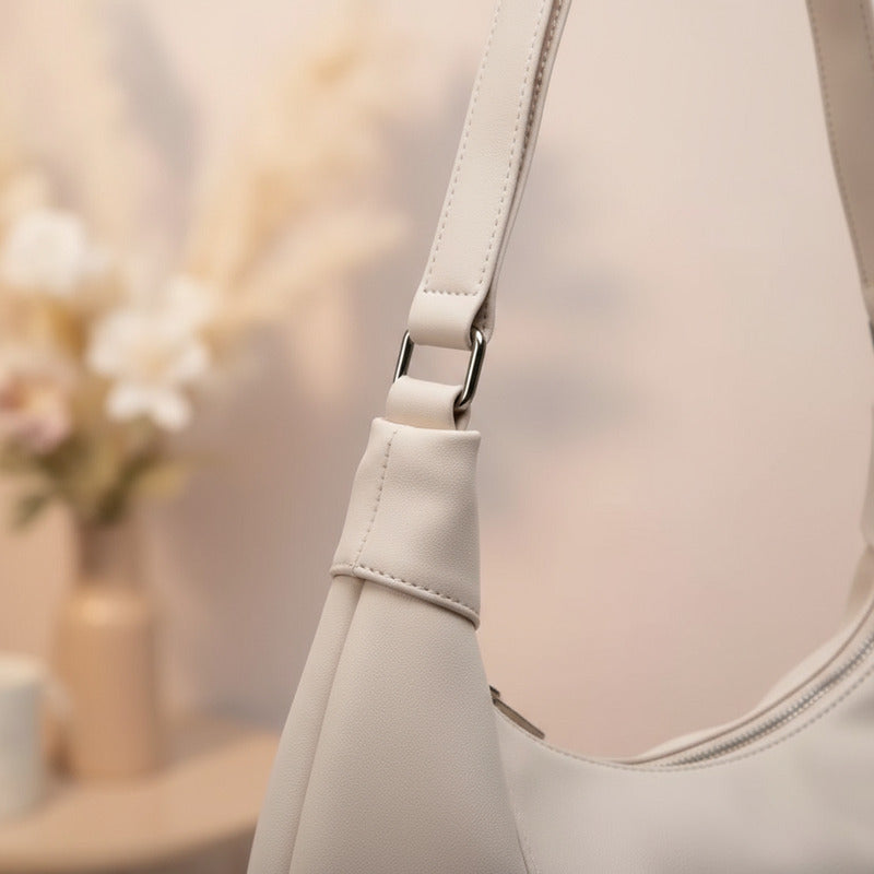 Bolso Dama Cartera Mujer Cruzada Grande Casual Urbana Moda Beige Lisa