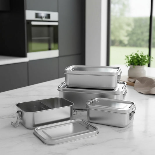 Vianda De Acero Inoxidable Set X3 Unid Recipiente Hermético Plateado