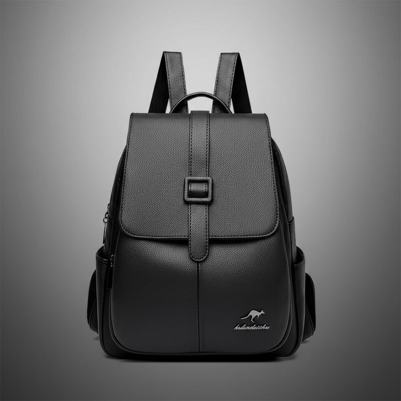 Mochila Para Mujer De Eco Cuero Grande Casual Urbana Dama Negro Liso