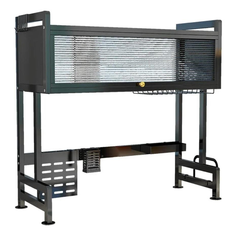 Escurridor De Platos Acero Inoxidable Con Tapa Aereo Negro