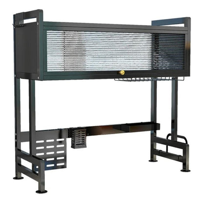 Escurridor De Platos Acero Inoxidable Con Tapa Aereo Negro