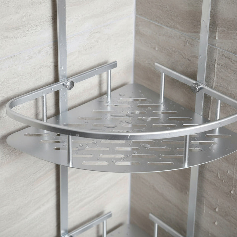 Esquinero Organizador Repisa De Baño Ducha Tres Estantes  Plateado
