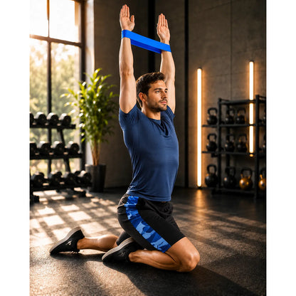 Set 5 Bandas Elásticas De Resistencia Fitness Con Bolso Azul