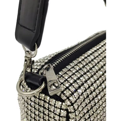 Cartera De Mano Brillos Negra Elegante Fiesta Mujer Noche Dorado