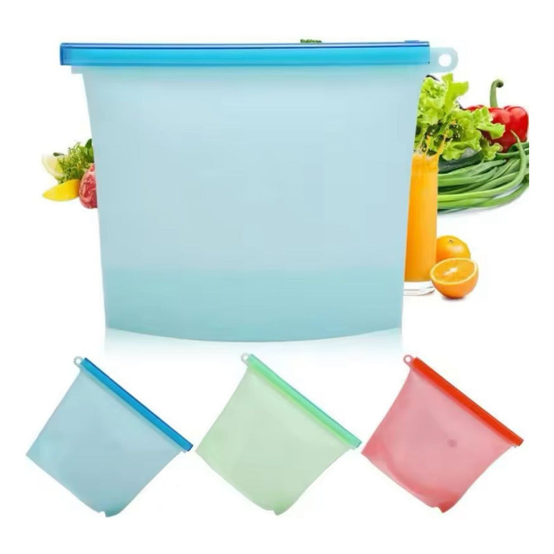 Bolsas De Silicona X2 Conserva Alimentos Reutilizable 1000ml