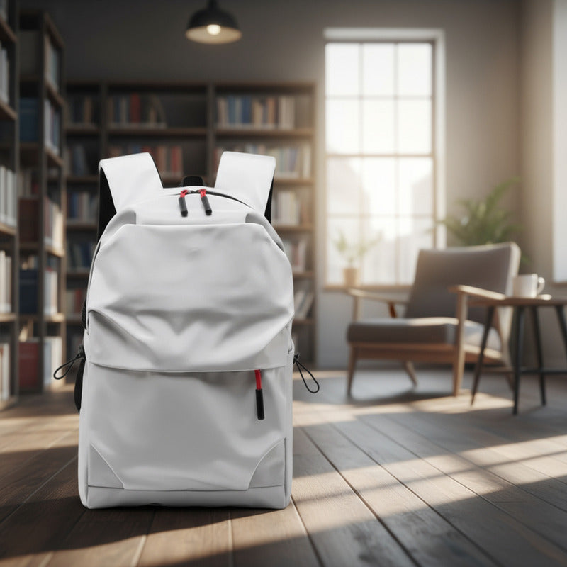 Mochila Escolar Facultad Liceal Impermeable Viaje Lisa Urban Gris Liso