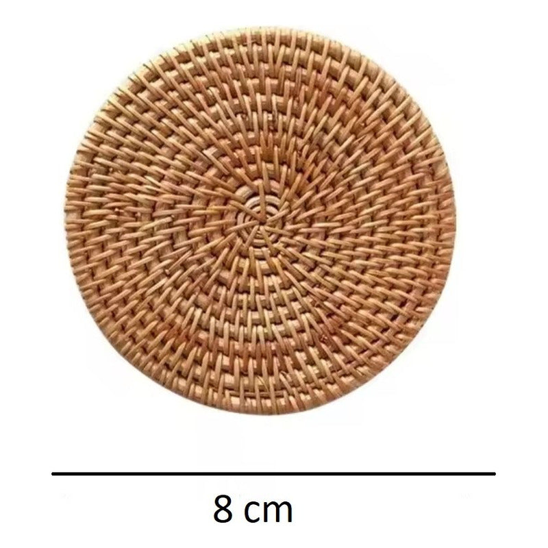 Posavasos De Ratán X6 Unidades Redondo 8cm Diámetro Ratan