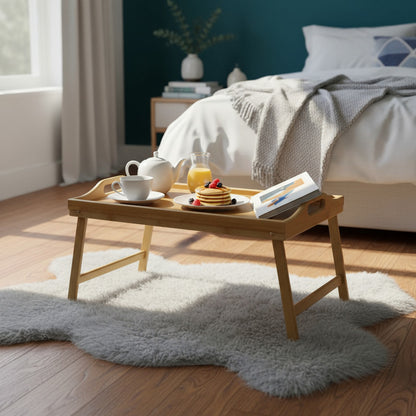 Bandeja Mesa Desayunador De Bambú Patas Plegables 50x30cm Madera