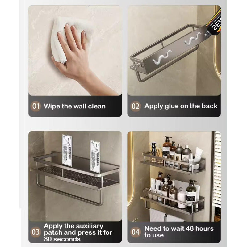 Estante Organizador De Baño Y Cocina Dos Pisos Ducha Repisa Negro