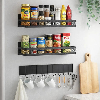Organizador De Cocina Estante Magnético Set X 3 Resistente Negro