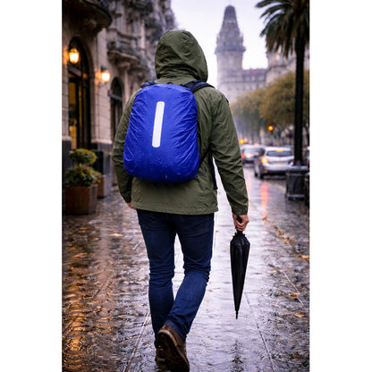 Funda Protectora Impermeable Para Mochila 35lts Reflectante Azul Liso