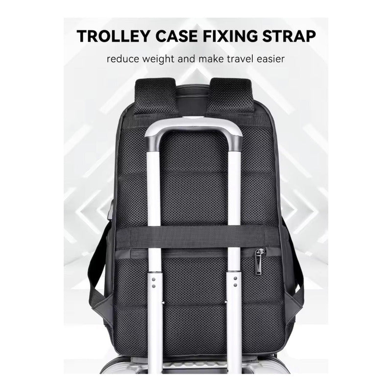 Mochila Impermeable Urbana De Viaje Para Notebook Unisex Negro Liso