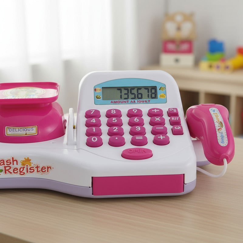 Juguete Carrito De Compras Caja Registradora Infantil Juego Blanco Y Rosa