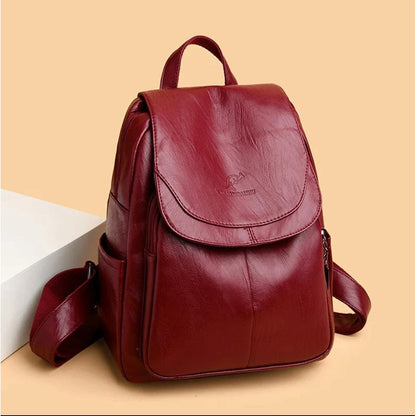 Mochila Dama Bolso Mujer Cuerina Eco Cuero Bolsillo Solapac3