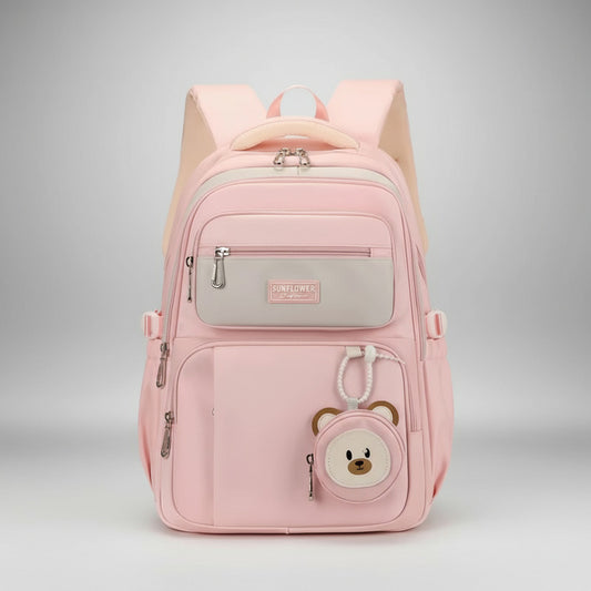 Mochila Escolar Liceal Unisex Grande Impermeable Para Viaje Rosa Liso
