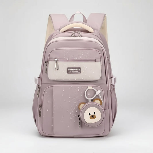 Mochila Escolar Liceal Unisex Grande Impermeable Para Viaje Lila Liso