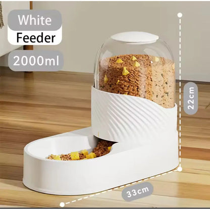 Bebedero Y Comedero Automático Mascotas Perro Gato Premium Blanco