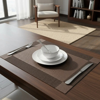 Mantel X4 Und Individual Mesa 45x30cm Antideslizante Marrón Oscuro Lisa