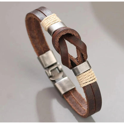 Pulsera Brazalete De Eco Cuero Vintage Con Enchapado Antiguo