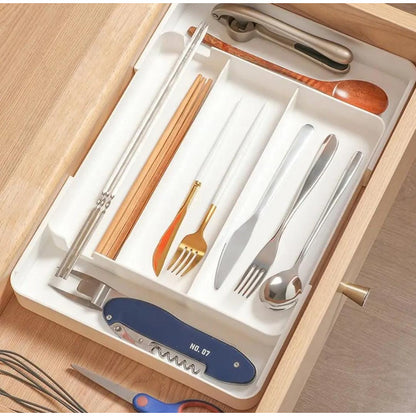 Organizador Separador De Cubiertos Para Cajón Extensible  Blanco