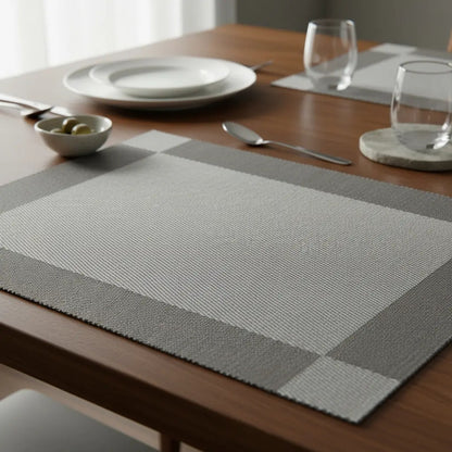 Mantel X4 Und Individual Mesa 45x30cm Antideslizante Plateado Lisa