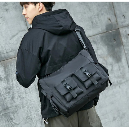 Bolso Bandolera Cruzada Impermeable Urbana Morral Unisex Negro Liso