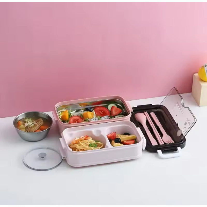 Vianda De Acero Inoxidable 2 Capas Hermética Alimentos