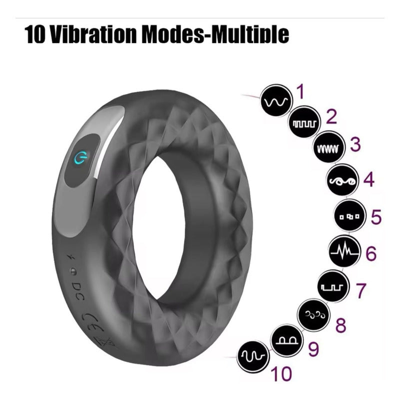 Anillo Masculino Con Vibración Juguete Sexual Usb Negro