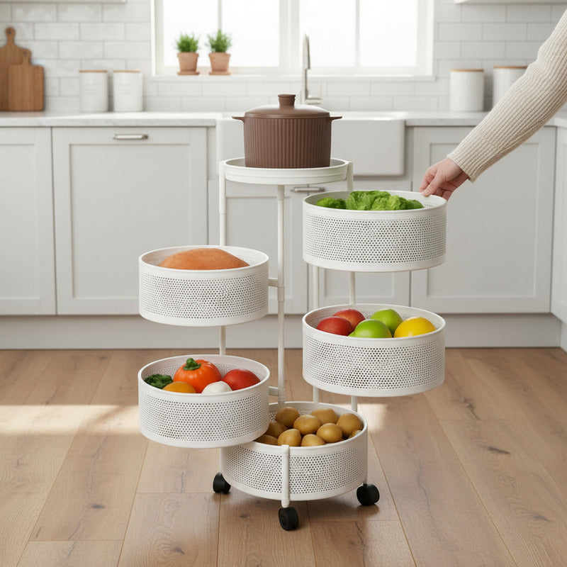 Carro Organizador 5 Estantes Con Ruedas Canastos Cocina Baño