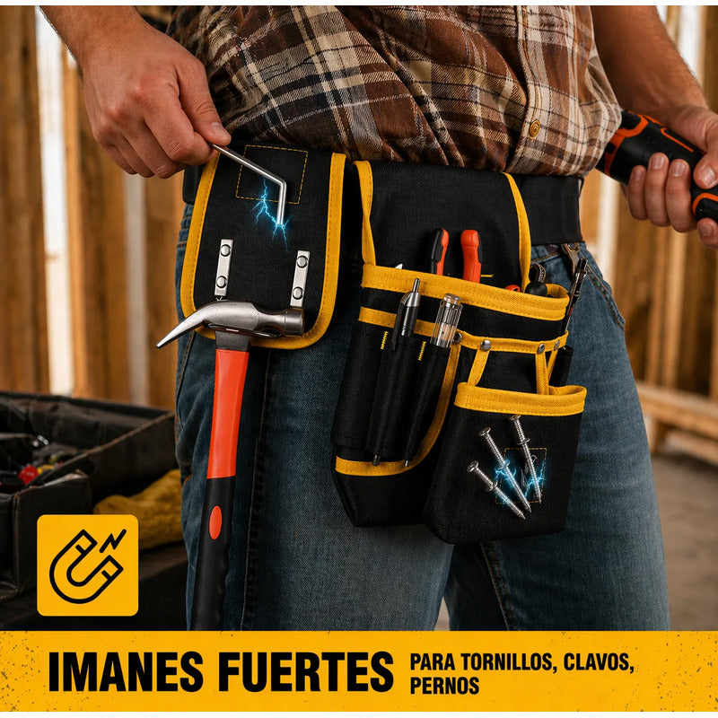 Cinturón De Herramientas Resistente Divisiones De Lona Negro Negro