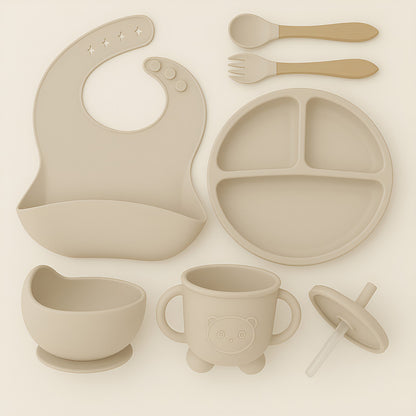Set De Alimentación Bebe Vajilla De Silicona Varios Colores