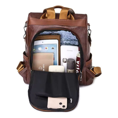 Mochila Mujer Eco Cuero Antirrobo Grande Moda Casual Urbana