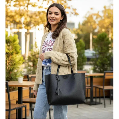 Cartera Mujer Bolso Dama Grande De Mano Cuerina Eco Cuero 1 Verde Claro Lisa