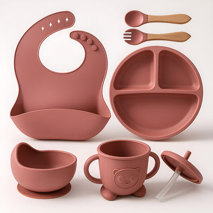 Set De Alimentación Bebe Vajilla De Silicona Varios Colores