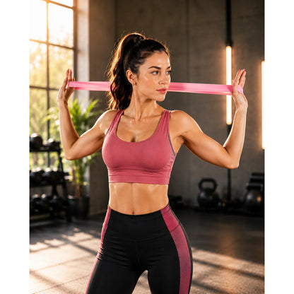 Set 5 Bandas Elásticas De Resistencia Fitness Con Bolso Rosa