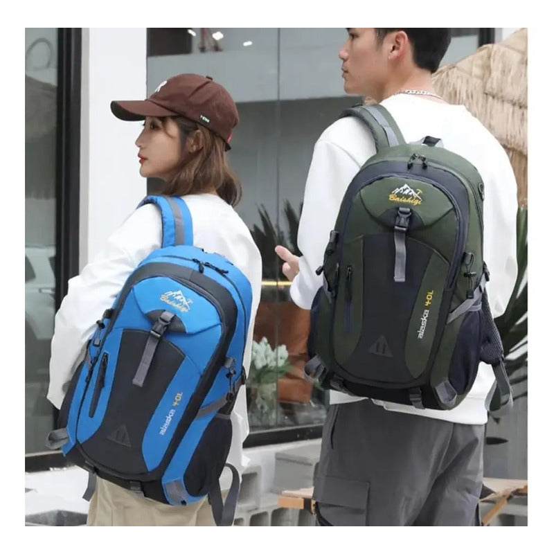 Mochila Deportiva Impermeable Reforzada Camping Trekking 40l Celeste Liso