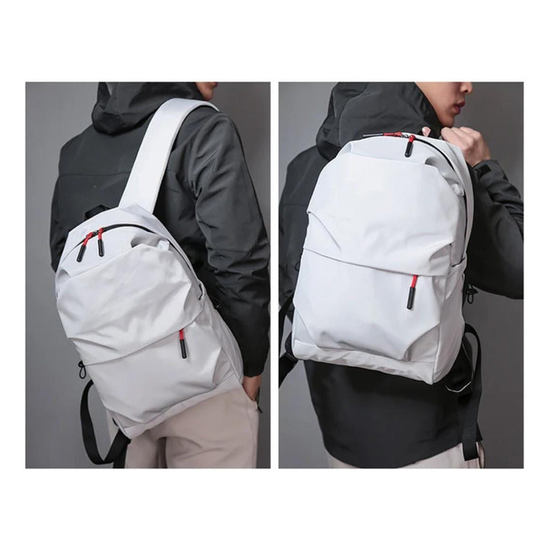Mochila Escolar Facultad Liceal Impermeable Viaje Lisa Urban Gris Liso