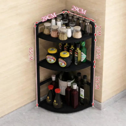 Estante Esquinero Organizador De Cocina 3 Niveles Multiuso Negro