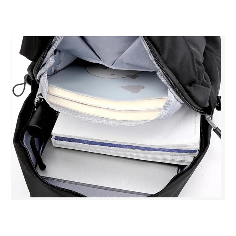 Mochila Escolar Facultad Liceal Impermeable Viaje Lisa Urban Negro Liso