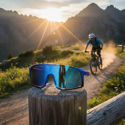 Lentes De Ciclismo Deporte Polarizados Protección Uv Unisex  Tornasolado Azul