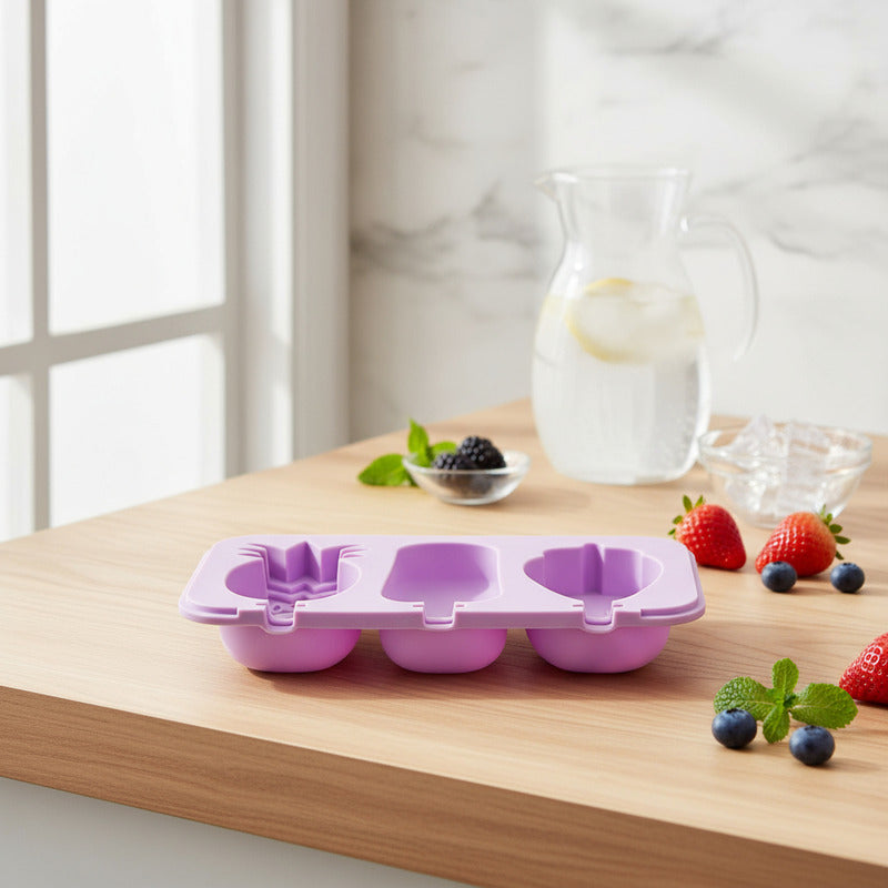 Molde De Silicona Para Paletas De Helado 3 Espacios Variado