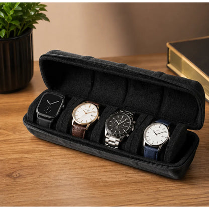 Estuche Organizador Relojes 4 Divisiones Rígido Negro Modern Negro